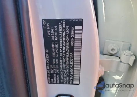 2023 Porsche Macan Base z USA, uszkodzony, nr VIN WP1AA2A51PLB07055